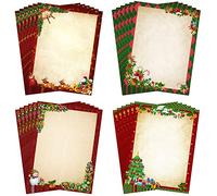 48 Sheets Christmas Stationary Paper 8.5 x 11'' Printer Paper Christmas Letter Paper Writing Paper Holiday Letterhead for Notes Greeting Cards Invitations Office School Printing (Vintage)