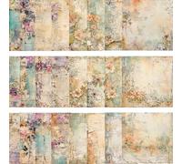 48 Sheets Floral Scrapbook Paper，6x6 Inch Vintage Patterned Craft Paper for Scrapbooking, Decoupage, Card Making, DIY Journaling and Photo Albums (Retro A, 48 Sheets)