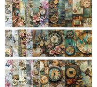 48 Sheets Floral Scrapbook Paper，6x6 Inch Vintage Patterned Craft Paper for Scrapbooking, Decoupage, Card Making, DIY Journaling and Photo Albums (Retro B, 48 Sheets)