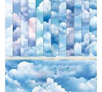 48 Sheets Pattern Scrapbook Paper, 6 x 6 in Blue Sky and Clouds Decorative Craft Paper, Single-Sided for Card Making Scrapbook, DIY Decorative Background Junk Journal Craft Paper, 12 Designs