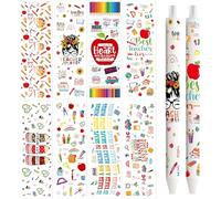 48 Sheets Teacher UV DTF Pen Wraps, UV DTF Transfer Stickers for Blank Pens, Waterproof UVDTF Decals for Pencil Ball Point Pen, Personalised DIY Thank You Teacher Gifts for End of The Year