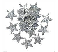 48 Silver 25mm Self Adhesive Glitter Star Sticker Card Making Craft DIY Christmas