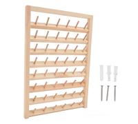 48 Spools Thread Rack Wall Mounted, Wooden Sewing Thread Holder, Embroidery Spool Organizer with Stainless Steel Rods for Household Sewing Room