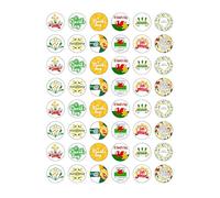 48 St David's Day Welsh Celebration Themed Edible Wafer Paper Cake Toppers Decorations - 2.5cm circles