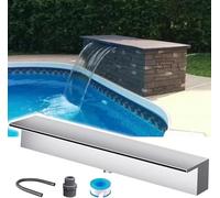48" Stainless Steel Waterfall Spillway Kit - Outdoor/Indoor Pond Fountain Flush-Mounted Water FeatureSilver Finish Ideal for Garden Landscaping and Water Gardens
