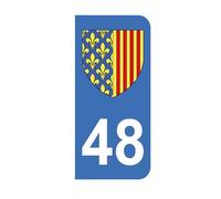 48 Sticker with Crest Lozere Motorbike Registration Plate 6.3 x 2.9 cm