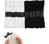 48 Strands Black and White Embroidery Thread Set, 384m Polyester Cross Stitch Yarn, Strong Knitting Yarn for Friendship Bracelets, Crafts, Embroidery and Creative DIY Projects