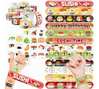 48 Sushi 24PCS Sushi Temporary Tattoos Sticker 24PCS Slap Bracelets Perfect for Themed Birthday Baby Showers or Classroom Rewards Ideal Decor and Gifts for Girls and Boys