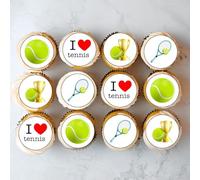 48 Tennis Edible Wafer Paper Mini Cupcake Toppers, Cake Pops, Cookies