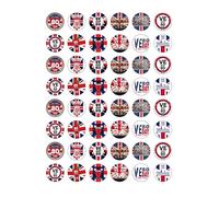 48 VE Day 80 Years UNION JACK WWII WW2 Themed Edible Wafer Paper Cake Toppers Decorations - 2.5cm circles