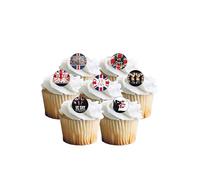 48 VE Day UNION JACK WWII WW2 Themed Edible Wafer Paper Cake Toppers Decorations - 2.5cm circles
