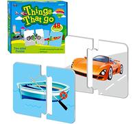 48 Vehicle Matching Puzzles Age 3+ with Error-Correction Mechanism Pre-Primer in 2 Pieces, Perfect for Preschool Learning (24 Blocks Double Sided)