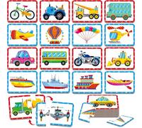 48 Vehicle Matching Puzzles, Self-correcting Puzzle Match Game Educational Learning Activities for Toddlers, Preschool, Transportation-Themed Learning Games Toys for 3 Years Old