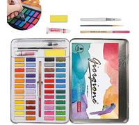 48 Watercolour Paint Set, Auarell Paints for Beginners and Painting Enthusiasts, Watercolour Set with Metal Box, Sketching Pen, Brushes and 8 Watercolour Papers, High Pigment Quality, Easy (Black)
