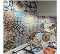 48 Waterproof Tile Stickers Kitchen Victorian Portuguese Moroccan Mosaic Style Tile Stickers Transfers Cover for 4 x 4 10 x 10cm Tile Kitchen Bathroom Stick On Wall Peel N Stick Tile Decals.