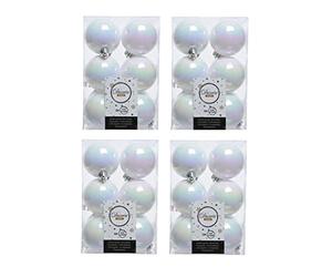 48 White Iridescent Christmas Baubles Shatterproof Luxury Tree Decor 6cm Iris