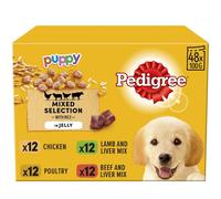 48 X 100G Pedigree Puppy Junior Wet Dog Food Pouches Mixed Selection in Jelly