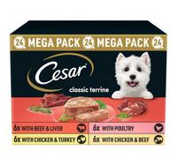 48 X 150G Cesar Classic Terrine Adult Wet Dog Food Trays Mixed Selection