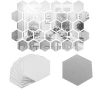 48 X 3D Hexagon Mirror Tiles Wall Stickers Self Adhesive Decor Stick On Art Home