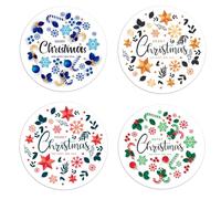 48 x 45 mm Mixed Pack of Merry Christmas Stickers -Round Seal Labels, Stickers for Presents, Envelopes, Bags or Cards Gift Wrapping #SNP18 Sara Prints