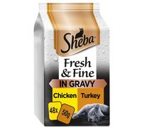 48 x 50g Sheba Fresh & Fine Adult Wet Cat Food Pouches Chicken & Turkey in Gravy