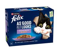 48 x 85g Felix Wet Cat Food - 3 + 1 Free! * - As Good As It Looks Ocean Feasts in Jelly (48 x 85g)
