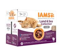 48 x 85g IAMS Wet Cat Food - 40 + 8 Free! * - Adult - Land & Sea Collection in Jelly (48 x 85g)