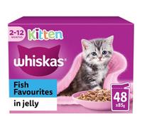 48 X 85G Whiskas Kitten Fish Favourites Mixed Wet Cat Food Pouches In Jelly