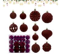 48 x Christmas Baubles, Christmas Tree Decoration, Shockproof, Flocking Tree Decoration - Indoor Outdoor Garden Wedding Party Decoration