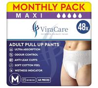 48 x Maxi Incontinence Pants Women & Men | Adults Diapers | Ultra Absorption and Soft-Stretch Waistband | Adults Pull Up Pants | Waist Size Medium 65-135 cm | (4 Packs of 12)