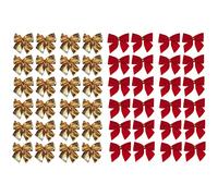 48 x Red & Gold Christmas Decorations Christmas Ribbon Bows