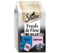 48 x Sheba Fresh & Fine Cat Pouches Wet Food Fish Collection In Jelly 50g