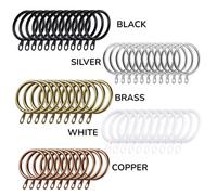48 X Sliver Metal Curtain Rings Hanging Hooks Eyelet 30mm 38mm Internal Diameter Pole Rod