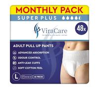 48 x Super Plus Incontinence Pants Women & Men | Adults Nappies | Advanced Absorption and Soft-Stretch Waistband | Adults Pull Up Pants | Waist Size Large 80-156 cm | (4 Packs of 12)