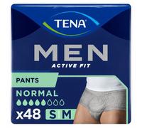TENA Men Active Fit Pants Normal - Small/Medium (4 Packs of 12), Grey