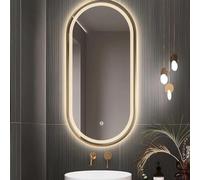 48"x30" LED Backlit Oval Bathroom Mirror, Adjustable Brightness & 3 Color Temperatures, Anti-Fog Makeup Mirror for Elegant Gold Décor, 90x60cm