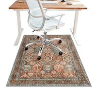 48"x60" Office Chair Mat for Hardwood Tile Floor, Under Desk Carpet Protector for Rolling Computer Chair Mat, Machine Washable Area Rug, Anti-Slip 1/5" Thick Low Pile Thin Vinyl Floor Mat, Red Brown