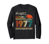48 Year Old Vintage October 1977 Retro 48th Birthday Men Dad Long Sleeve T-Shirt