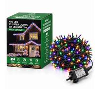 SHATCHI 480 Christmas Tree Cluster Lights Multifunction 8 Light Modes, Timer Green Cable Indoor/Outdoor Low Voltage Holiday Home Decorations, Multicolour