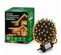 Shatchi 480 LEDs Multifunction Controller with 8 Effects Green Cable Cluster Lights Low Voltage (200398), Yellow