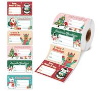 480 Pcs Christmas Labels Stickers, Self Adhesive Christmas Sticky Labels 6 Designs 7 x 4cm, Gift Tag Stickers for Presents, Bags, Envelope