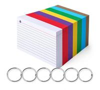 480 Pcs Coloured Flash Cards with Binder Rings, A8 Ruled Index Cards 150gsm Thick Revision Cards, No Ink Bleed, Color-Coded for Study, Office and Note Taking
