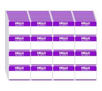 480 Pcs Name Tags Sticker Purple, 3" x 2" Blank Hello My Name is Name Tag Stickers to Write On, Adhesive Hi My Name is Name Stickers, Name Labels for School,Classroom,Office,Party