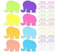 480 Pcs Sheets Sticky Notes and 48 Pcs Cute Paper Clips Set, Innovative Self Stick Note Pads, Colorful Memo Pad Valentine Gift,Suitable for Classroom Office Bedroom Kitchen (Elephant)