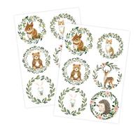 480 Pcs Woodland Animal Stickers Decal Baby Shower Stickers 1.5" Watercolor Forest Cartoon Friends Adorable Animal Labels Adhesive Sealing Label for Birthday Baby Shower Party Favor Supplies