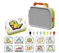 480-Piece 3D Mushroom Peg Puzzle Set, Includes 10 pattern cards, 3D Take Apart Toy for 3 4 5 6 Years Old Boys Girls Gifts, Magic Montessori Gifts, Creative Tool Box with Drill Screwdriver (Green)