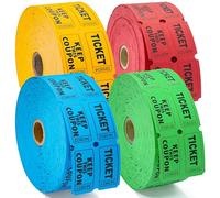 4800 Double Raffle Tickets, 1200 Tickets Per Roll, Assorted 50/50 Raffle Tickets Roll for Events, Entry, Carnivals, and Door Prizes