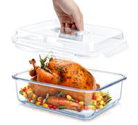 4800 ML/163 oz/21 Cup Large Glass Food Storage Containers with Lids Large Meal Prep Container for Roasting Turkey Store Leftover Leakproof, BPA Free Microwave & Oven Safe