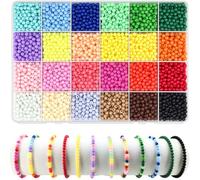 4800 Pcs 4mm Acrylic Round Beads for Jewelry Making, 28 Colors Rainbow Round Beads for Bracelets Making Kit Candy Color Plastic Bubble Gum Beads Pastel Loose Beads Bulk for DIY Necklace Crafts