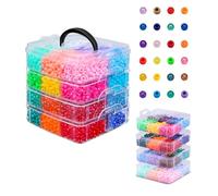 4800Pcs Pony Beads, 24 Colors Plastic Bead Bulk for Creating Bracelets Crafts Hair Beads Kandi Friendship Jewelry DIY Making, Craft Days Gifts, Boxed Easy to Store (24 Assorted Colors)